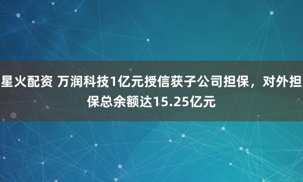 星火配资 万润科技1亿元授信获子公司担保，对外担保总余额达15.25亿元